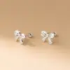 Pendientes de Plata de Ley S925 Nalan, Modernos y Sencillos para el Trabajo y el Uso Diario, Pendientes Exquisitos de Lazo Completamente Diamantados M07603