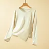 Blusa térmica feminina básica de gola redonda, com corte irregular, para outono e inverno, apresentando forro de fleece escovado para aquecimento extra
