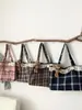 2026 nuevo lindo bolso de hombro de lana a cuadros con ribete de encaje para chica, bolso tote