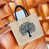 Bolsa de Linho Bolsa Tote de Linho Impressa Bolsa para Passeio e Compras Ecológica Bolsa para o Dia a Dia Espessa e Rígida de Alta Qualidade para Mulheres
