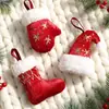 Novo Produto 2026: Meia de Natal de Tecido Pintado Enfeite DIY Atmosfera de Natal Decoração de Janela Enfeite para Pendurar Chapéu