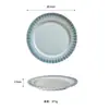 Prato de Jantar Xinming Novo com Pontos Azuis e Listras Verticais, Prato de Sobremesa Retro de Luxo Leve, Prato Decorativo