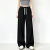 Pantalones deportivos de chándal versátiles de moda para mujer, talla grande, estilo americano de otoño, pantalones grises de pierna ancha, pantalones casuales fluidos para jóvenes, modernos