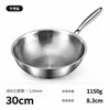 Wok de Acero con Patrón de Martillo de Tres Capas, Olla de Cocina de Acero Inoxidable 304, Sin Recubrimiento, Apto para Cocina de Inducción y Estufa de Gas, Sartén Antiadherente