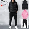 Comercio Exterior Transfronterizo Conjunto de Tres Piezas Sudadera Chaleco para Hombre y Mujer con Forro Polar y Estampado de Corazón Traje Deportivo con Capucha Casual