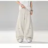 Calças casuais de retalhos curvos estilo americano cleanfit simples, largas, de perna larga, compridas, da moda, para homens e mulheres, para atacado transfronteiriço