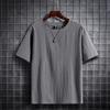 Playera de Lino Algodón para Hombre Verano Suelta Cuello Redondo Manga Corta Top Color Sólido Camiseta Básica Camiseta Casual Simple para Hombre Joven