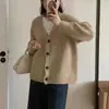 Cárdigan de Punto Vintage con Cuello en V Retorcido Otoño e Invierno Nuevo Holgado Perezoso Estilo Coreano Adelgazante Versátil Suave y Sedoso Suéter Chaqueta