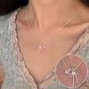 Colar de Laço Coração Rosa para Mulheres, Simples, Moderno, Versátil, Requintado, Corrente de Clavícula Novo Estilo, Corrente de Pescoço Criativa, Tendência