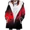 Nuevo abrigo de trench para mujer 2023 estilo europeo y americano venta caliente transfronteriza abrigo con capucha estampado de rayas arcoíris 3D engrosado de invierno
