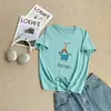 Chapéu de Algodão Cartoon Floco de Neve Fresco de Verão, Camiseta de Manga Curta Estampada para Menina, Blusa Respirável Versátil que Reduz a Idade
