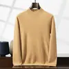 Suéter de cachemira para hombre, cuello semialto de cachemira, jersey grueso, corte holgado, versátil para otoño e invierno, camisa base de punto de manga larga para negocios