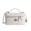 Bolsa Caja de Maquillaje Vintage, Bolsa Pequeña con Acabado Texturizado, Cadena Acolchada Estilo Chanel, Bolso de Hombro y Cruzado de Lujo Ligero para Mujer