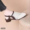 Sandalias Versátiles Diarias de Estilo Francés, Caladas, Cerradas en la Punta, para Mujer, Modelo Nuevo Verano 2026, para Exteriores, Punta Fina, Transpirables, Tacón Alto, Casual