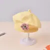 Touca de Bebê Outono e Inverno Feminina Bebê Flor Fofa Boina Chapéu de Lã Infantil Meninas Chapéu de Painter Tricotado Moderno