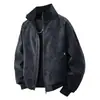 Jaqueta de Couro 2026 Jaqueta Curta Retro Japonesa Tie-Dye Modelagem Solta Jaqueta Bomber Baseball Casaco de Couro PU para Homens e Mulheres