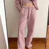 Estilo Americano Nueva Sudadera con Capucha Otoño e Invierno 2025 Pantalones Casuales Traje Holgado Color Sólido Mismo Estilo que Ouyang Nana