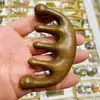 Pente massageador multifuncional de seis bordas de madeira e cinco dentes, pente de cabo longo, sândalo, cinco dedos, cinco dentes, tendão, dentes grandes, pente de madeira fofo