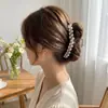 Nuevo Clip de Garra Grande de Perla y Cristal de Alta Gama Moda de Alta Gama Sensación Pesada Clip de Garra para el Cabello Peinado de la Parte Posterior de la Cabeza Clip de Tiburón para Mujeres