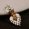 Plata S925 Espada Manjushri Bolsa de Nueve Palacios Bagua Cuentas de Oración Colgante Lateral Gota Pequeña Cuentas Budistas con Borla Llavero Colgante de Bolsa