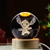 Venta al por mayor transfronteriza Bola de Cristal de Dibujos Animados Luminosa Grabada en 3D Luz de Noche Decoración de Escritorio Regalo Creativo Regalo de Cumpleaños para Mujeres