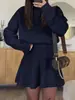 2026 Novo Suéter Casual Resort Europeu e Americano Vestido Curto de Manga Longa Feminino Outono e Inverno Site Independente da Amazon