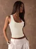Top sin mangas ajustado con diseño fruncido en la cintura, estilo Y2K Hot Girl de 2026, personalidad, con perforaciones y pedrería para mujer