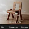 Silla de Comedor de Madera Maciza Estilo Medieval, Mesa y Sillas de Comedor para el Hogar para Combinar Silla Hipopótamo, Silla con Respaldo de Sirena, Taburete de Maquillaje Retro de Ratán