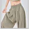 Calça de Seda Gelo de Perna Larga de Verão Feminina Nova Alongada Fina Cintura Alta Caimento Estilo Preguiçoso Plissada Algodão e Linho Calça Yamamoto para Mulheres
