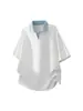Camiseta de Manga Curta com Gola de Camisa Falsa de Duas Peças para Homens, Marca Tendência de Verão com Toque de Luxo, Gola Polo, Roupa Estilosa de Manga Meia-Manga Soltinha para Homens