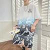 Verão novo gelo seda shorts de manga curta homens casa usar fino casual jovem estudante terno esportivo ins