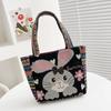Mini Bolsa de Lona Jacquard Bordada Bolsa de Tecido Estilo Étnico Bolsa para Trabalho Casual Bolsa de Zíper para Mulheres