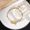 Pulsera de acero de titanio de moda sin decoloración para mujer, estilo de diseño de lujo ligero de celebridad en línea, pulsera de temperamento versátil, pulsera romana de trébol de cuatro hojas