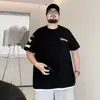 Camiseta Casual de Verão Masculina Plus Size Solta, Manga Curta, Camada Dupla, Marca Tendência Oversized, Gola Redonda, Algodão Puro, Manga Meia-Manga