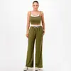 Moda Europea y Americana Transfronteriza Nueva Moda Primavera y Verano Conjunto Casual de Dos Piezas Falsas Pantalones Camisola que Muestra el Ombligo Ropa de Casa