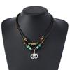 Europeu e Americano Hot-selling Retro Life Tree Pingente Colar de Camada Dupla Colar Feminino Criativo DIY Colar Frisado