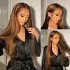 Nueva moda europea y americana color piano peluca cabello largo liso encaje frontal 13*4 peluca cobertura completa de cabeza