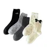 Calcetines de Media Pantorrilla para Mujer para Otoño e Invierno con Lazo, Corazón, Lunares, Rayas, Calcetines de Algodón de Xinjiang, Calcetines de Estudiante con Borde Fruncido