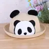 Sombrero de Paja con Ala Enrollada para Sol de Primavera y Verano, Estilo Padre-Hijo, Sombrero de Panda de Dibujos Animados para Hombres y Mujeres, Sombrero de Pescador Transpirable para Protección Solar en Viajes