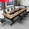 Escritorio de Entrenamiento Plegable Móvil, Escritorio Estudiantil con Tapa Lateral abatible, Mesa Rectangular Larga y Silla de Madera, Mesa de Conferencia de Dos Plazas
