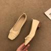 Zapatos sencillos para mujer, estilo francés de noche, 2024, suaves y suaves, con tacón grueso y poco profundo de cuero suave.