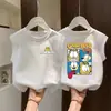 100% AlgodãoColete de Verão Sem Mangas para Crianças Maiores Meninos Meninas Nova Camiseta Básica de Algodão Puro Estilo Street Coreano