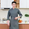 Ropa de Trabajo de Chef de Color Sólido Otoño e Invierno Catering Hotel Cantina Restaurante Ropa de Cocina Manga Larga Hombres