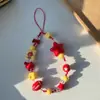 Corrente para Celular Estilo Ins Estrela Vermelha Capa de Celular Rugby Cordão Corrente de Câmera com Contas DIY Corda Anti-Perda para Celular