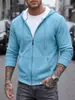 Jaqueta cardigan com capuz e bolso em jacquard waffle texturizado masculina transfronteiriça comércio exterior TK estilo americano folgada moletom esportivo