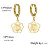 Pendientes colgantes de flor de luna de nacimiento para mujer, de acero inoxidable, con aros dorados, joyería de narciso y loto violeta.