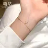 Pulseira Flor em Prata S925 Xigu H0170 para Mulheres, Joia de Mão Doce Estilo Ins Nicho Coreano Novo Estilo 2025