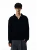 Suéter Retro Americano Estilo Old Money con Cuello Polo Texturizado para Hombres y Mujeres, Punto Holgado de Alto Nivel Estilo Perezoso para Otoño e Invierno