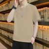Camiseta de manga curta de cor sólida 2024 novo verão masculino slim fit emagrecendo masculino e feminino clássico all-match top item interno