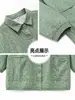 Nova camisa de algodão elegante de manga três quartos para mulheres de meia-idade e idosas, primavera e outono, blusa de mãe, top cardigã solto de avó